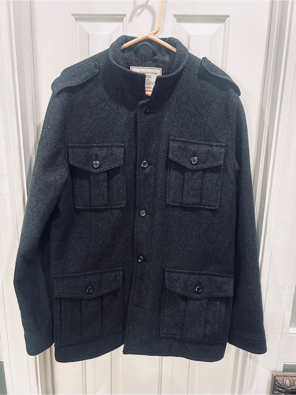 Old Navy Men's Wool Dark Gray Military Field Jacket